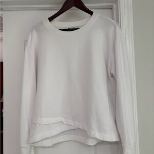 Athleta White Crewneck Layered-Hem Sweatshirt NWOT
